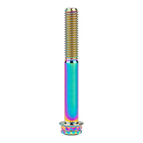 Image of Titanium Flange 12 Point Head M8 x15 20 25 30 35 40 45 50 55 60 65mm Screw Bolt Pack of 4 (M8x60mm, Rainbow)