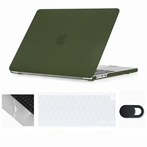 Se7enline Compatible with 2024 MacBook Air 15 inch case M4 M3 M2 A2941/A3114/A3241 Hard Laptop Cover for Mac Air 15.3 & Keyboard Protective Cover & Webcam Cover & Trackpad Protector,Avocado Green