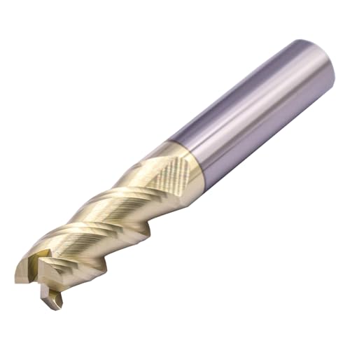 Image of 3 /8 inch 3 Flute 45 Solid Carbide Square End Mill for Aluminum, ZrN Coated | 45 Helix, 3 /8 inch Cutting Dia, 3 /8 inch Shank Dia, 1 inch Length of Cut, 2-1 /2 inch Overall Length, for Milling Aluminum and Copper