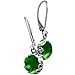 Recycled Vintage 1960's Green Beer Bottle Sterling Silver Botanical Leverback Earrings