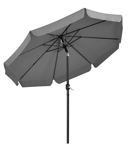 Yaheetech Parasol de Jardin Extérieur 268 cm Inclinable à 8 Baleines avec Manivelle - Protection Solaire pour Terrasse, Jardin, Patio, Plage, Piscine, Balcon - Gris