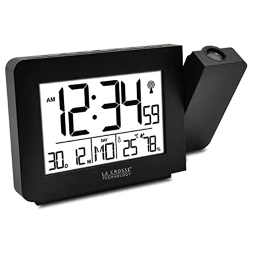La Crosse Technology - WT522 Réveil Radio-Piloté avec Projection - Noir