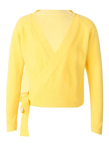 Hularka Kids Girls Long Sleeve Ballet Wrap Tops Leotard Dance Sweater Gymnastics Cardigan Coat Ballerina Dancewear