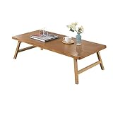 Table Basse Pliable de Bureau de Grande Taille Plateau de Service de Petit-déjeuner Support d'écriture de Jeu jusqu'à 13 Pouces pour Ordinateur Portable, 120X60x33cm, Bambou