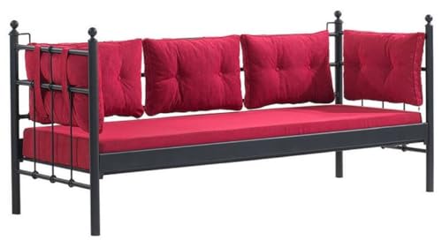 Casa Padrino Canapé de jardin Art nouveau noir/rouge bordeaux 200 x 70 x H. 92 cm – Canapé de jardin – Canapé de terrasse – Meubles de jardin et de...