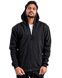 Moletom com Zíper Blusa de Frio Com Capuz Casaco Flanelado Moleton de Algodão Aberto Unissex Feminino Masculino Liso Sem Estampa Blusão (BR, Alfa, GG, Regular, Regular, Preto)