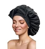 RUAKIVA Gorro de Pelo Rizado de Satén,Dormir de Seda Ajustable,Banda Elástica,Gorro de Noche para Cabello Rizado,Ideal...