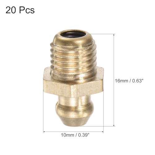 Image of uxcell Brass Straight Grease Fitting M8 x 1mm Thread Hydraulic Grease Fitting Accessories, 40Pcs