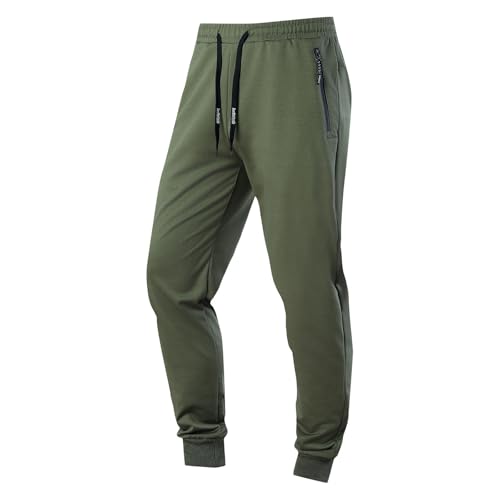 Men's Joggers Sweatpants Casual Loose Running Pants Drawstring Elastic Waist Athletic Trousers with Zipper Pockets