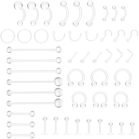 Lusofie 48Pcs Clear Piercing Jewelry Set Cover
