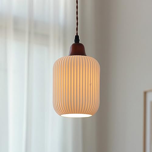 Suspension de cuisine en verre transparent et céramique rustique