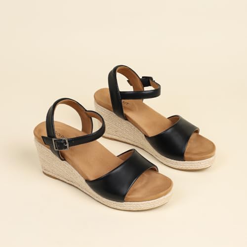 Image of Comfortable Women's Platform Espadrille Sandals Dressy Wedge Shoes Summer