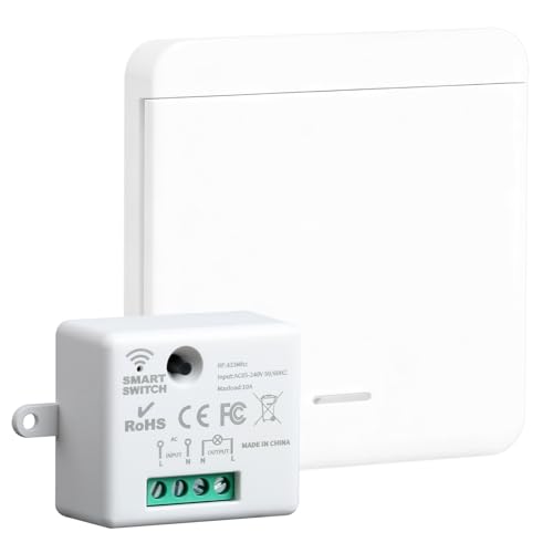 Interruptor de Luz Inalámbrico Con Receptor 433MHZ 220V, Kit de Interruptores de Luces Inalámbricas Para Lámparas, Sin Cableado, Fácil Instalación