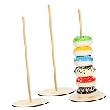 Toyvian 3 Piezas Soporte de Madera para Donuts con Diseño Rústico Exhibidor para Fiestas de Cumpleaños Bodas y Barras de Postres Soporte para Rosquillas Práctico y Decorativo