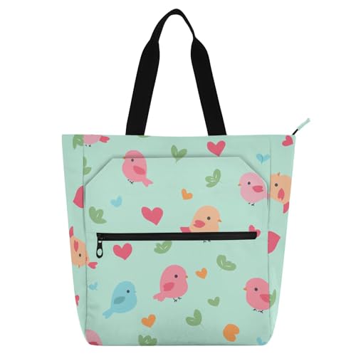 Bolsa de hombro para libros verde fácil de limpiar con prácticos bolsillos
