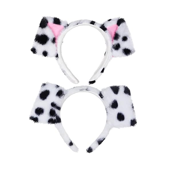 Jmkcoz dalmatian dog ears headband puppy ears headband animal headwear kids dog costume for halloween dress up carnival cosplay party - image 4