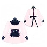 Adult Cross Dressing Maid Short PVC Lockable Dress Tailor-Made Sissy Gothic Dress,White-Black,3XL