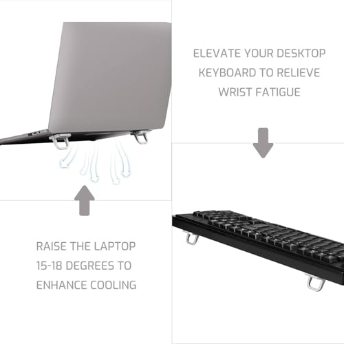 Image of 2PCS Invisible Metal Laptop Stand for Desk | Portable Mini Laptop Keyboard Riser | Compatible with MacBook, Dell, HP, Lenovo, Asus, Acer & More | Includes Extra Glue & Anti-Slip Pads