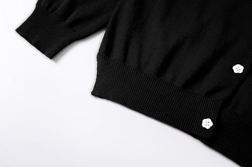 Girls V-Neck Cardigan Sweater [Cute Petal Buttons] Cotton Long Sleeve Uniform Sweater for 5-14 Years Girls4