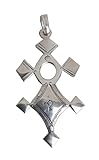 Bijoux Touaregs Coopérative 'La Gazelle du Désert' Croix Touareg Agadès Inabagret – Pendentif Ethnique en Argent Massif 925 avec Cordon Cuir Véritable – Bijou Artisanal