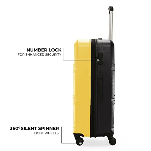 Image of Stony Brook by Nasher Miles Grid Hard-Sided Polycarbonate Yellow Black 28 inch |75cm Trolley Bag