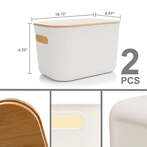 Itylife Citylife Citylife 2 Pcs Storage Bins With Bamboo Lids Plastic Storage Containers For Organizing Stackable Storage Box With Handle thumb #2