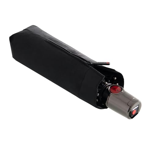 Knirps Taschenschirm T.100 Small Duomatic in Schwarz mit Schutzhülle I Kleiner Regenschirm mit Duomatic-Funktion I Auf-Zu-Automatik I Taschenregenschirm mit Drucktaste I Regenschirm automatisch