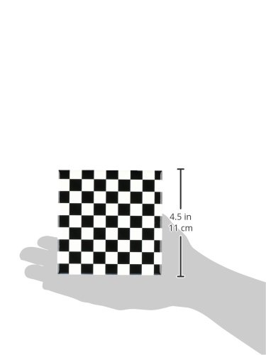 3dRose ct_154527_1 Check Black and White Pattern Checkered Checked Squares Chess Checkerboard or Racing Car Race Flag Ceramic Tile, 4" - Thumbnail 2