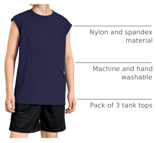 Image of Somaibo 3 Packs Boys Athletic Tank Tops Breathable Mesh Undershirts Quick Dry Sleeveless Muscle T-Shirts for Kids