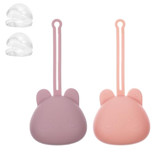 Image of 2 Pack Pacifier Holder Case, BPA-Free Silicone Portable Pacifier Case Holder Pouch for Baby Boys & Girls, Travel Storage Container for Newborn, Diaper & Strollers Rabbit