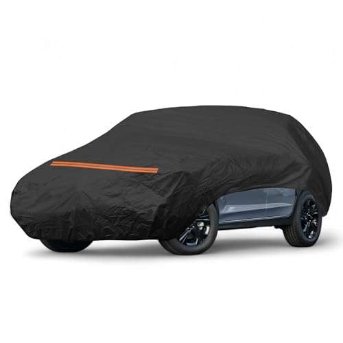 X AUTOHAUX SUV/セダン Sサイズ フロントカバー ボンネットカバー フロントガラス ルーフ保護ヘッドライト黄ばみ防止 保護 裏起毛 uvカット 雹対策 蛍光反射 防風ロープ付き ブラック 長さ474cm