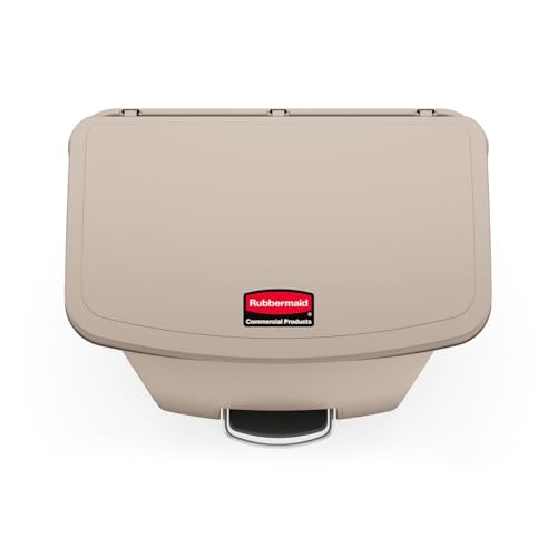Image of Rubbermaid Commercial Products Streamline Plastic Front Step On Trash Can, 24 Gallon, Beige, Hands-Free Garbage Can for Medical Waste in Hospitals /Lab /Emergency /Patient Rooms