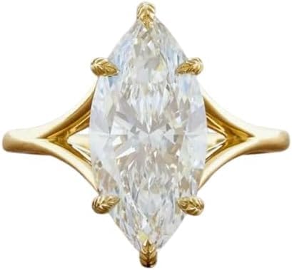 2.5 CT Marquise Cut Cubic Zirconia Ring,Split Shank Engagement Ring,Vintage Inspired Solitaire Ring,14K Plated,Wedding Ring For Women,Gifted For Her,Size 3-12.