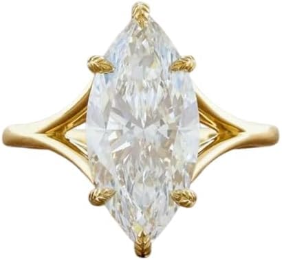 2.5 CT Marquise Cut Diamond Ring,Split Shank Gold Engagement Ring,Vintage Inspired Solitaire Ring,14K Gold Plated,Wedding Ring For Women,Gifted For Her,Size 3-12.
