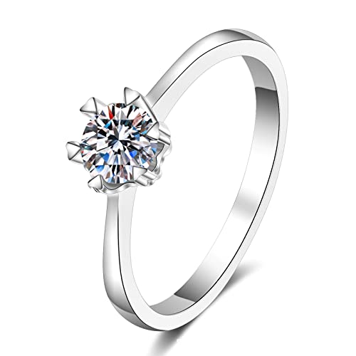 Solitaire moissanite 0.5ct bague argent 925 femme éclat quotidien