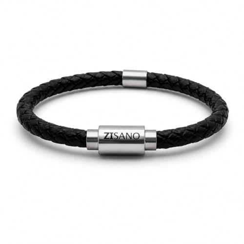 ZISANO Lederarmband | für Fokus & Leistungsfähigkeit im Alltag | mit integrierter Technologie | für Damen & Herren | Größe M Farbe Nero