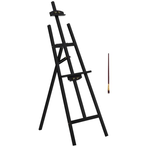 HOMCOM Chevalet d'Artiste sur Pieds 51,5x71,5x134,5cm Bois de Pin Noir