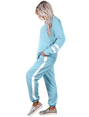 Image of Aloodor Sweatsuit for Women 2 Piece Outfits for Womens Crewneck Sweatshirts Pullover
