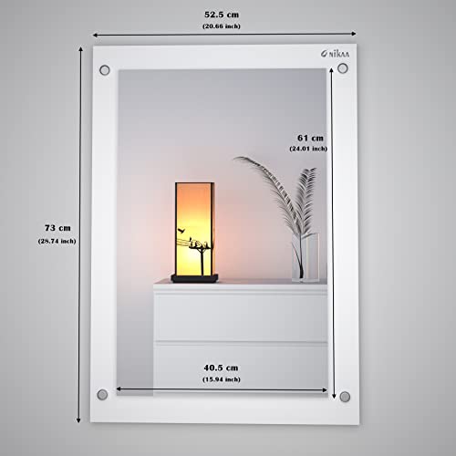 Image of Anikaa Oliva Engineered Wood Dressing Wall Mirrors /Wall Hanging Dressing Mirrors /Plain Decorative Wall Mirror /Dressing Table for Bed Room /Wall Mounted Dressing Mirror for Living Room (White)
