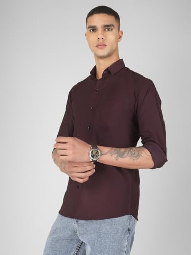 Image of Mens Cotton Lycra Full Sleeve Slim Fit Semi-Formal Shirt | Textured Pattern | Curved Hem