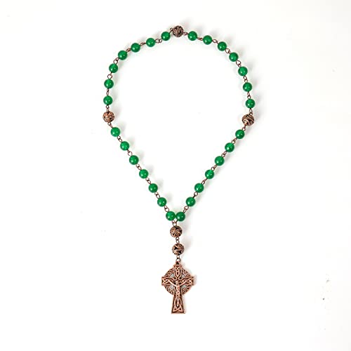 Nazareth Store Gemstone Beads Anglican Rosary - Handmade Green Jade Beaded Prayer Rosary3
