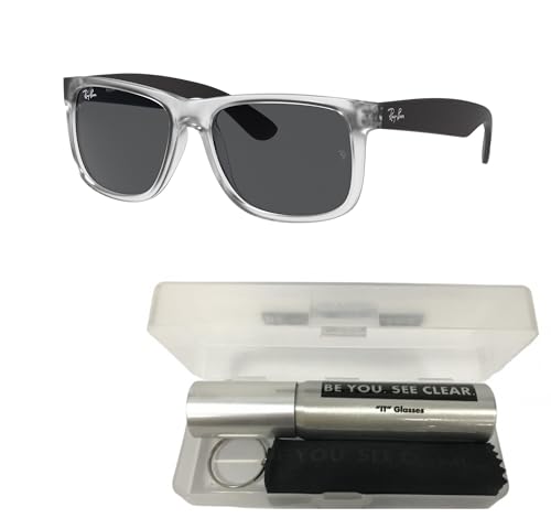 Ray-Ban RB4165 Sunglasses Bundle: RB 4165 JUSTIN 651287 Justin Rubber Transparent Dark and Eyewear Cleaning Kit2