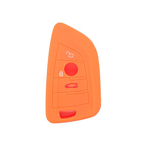 BROVACS Silicone Cover Protector Case Holder Skin Jacket Compatible with BMW X5 X6 X1 5 7 Series 3 Button Smart Remote Key Fob CV9906 Orange - Image 2