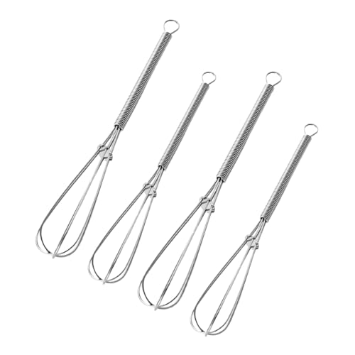TOBBOMEY 4個 ステンレス製多機能手動泡立て器 軽量コンパクトで使いやすい卵 クリーム泡立て器 滑らかなエッジで手に優しいキッチンツール