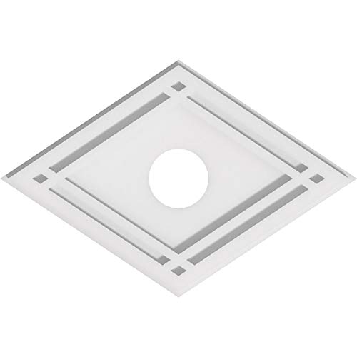 Image of Ekena Millwork CMP18X12DD-03000 Diamond Architectural Grade PVC Contemporary Urethane Ceiling Medallions 18 inchW x 12 inchH x 3 inchID x 6 1 /4 inchC x 1 inchP