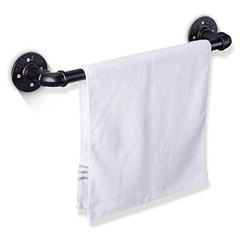 18 Inch Industrial Pipe Towel Bar, Elibbren Bathroom Hardware Towel Bar Accessory, DIY Wall Mount Bath Towel Rack Holder, 1 Pack Cover