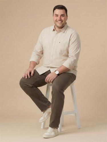 Image of Thomas Scott Men's Plus Size Cotton Casual Shirt | Regular Fit | Long Sleeves | Spread Collar | Solid | Soft & Breathable | Everyday Comfort Shirt for Men