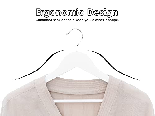 StorageWorks White Wooden Hangers, 20 Pack Wood Hanger for Closet, Coat Hangers for Coats, Shirts, Pants, Bridesmaid Suits, Wedding Dress