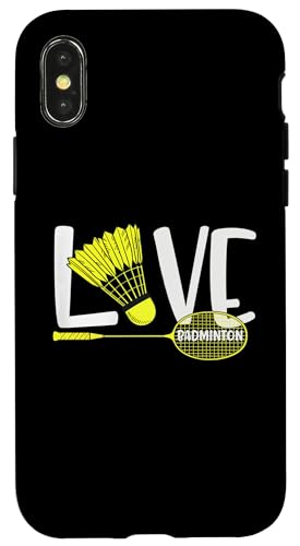 LOVE BADMINTON Cute Racket and Shuttlecock Sports Fan Player X}zP[X iPhone X/XS p