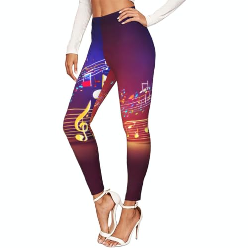 Leggings de compresión suave para mujer moldeadores con cintura alta de notas musicales